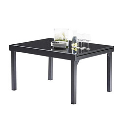 Wilsa Garden Table Modulo 6/10 personnes structure en aluminium noire, plateau en verre noir