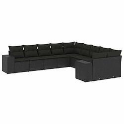 Maison Chic Salon de jardin 10 pcs avec coussins, Ensemble Tables et chaises d'extérieur noir résine tressée -GKD669095