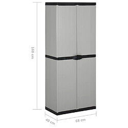 vidaXL Armoire de rangement de jardin 3 étagères Gris/noir 68x40x168cm pas cher