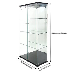 KILISKY Vitrine en verre à deux portes - 4 étagères avec porte - Lumières LED - 64.7"*31.7"*14.3" - blanc pas cher