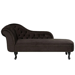 Beliani Chaise longue en velours marron côté gauche style Chesterfield NIMES