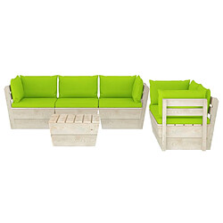 Avis Maison Chic Salon de jardin palette 6 pcs avec coussins - Table et chaises d'extérieur - Mobilier/Meubles de jardin Moderne épicéa imprégné -MN77687