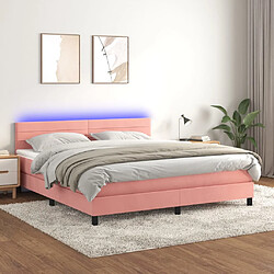 vidaXL Sommier à lattes de lit avec matelas et LED Rose 180x200 cm 