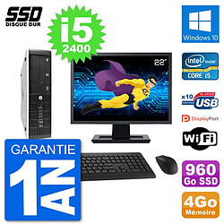 PC HP 8300 Elite SFF Ecran 22" Intel i5-2400 RAM 4Go SSD 960Go Windows 10 Wifi - Occasion