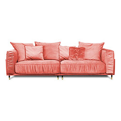 MAISON AUBERTIN Canapé Droit Velours Rose Fiorenzo 4 Pl