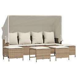 vidaXL Salon de jardin avec coussins 5 pcs beige résine tressée