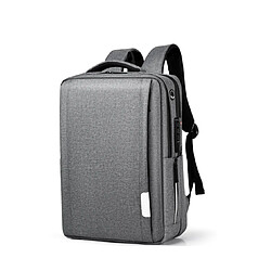 17,3 pouces sac à dos imperméable sac d'ordinateur portable sac de sac à dos anti-vol avec sac de sauvegarde USB mot de passe verrouillé-gris 