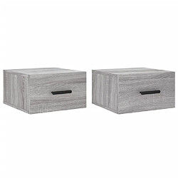 Maison Chic Lot de 2 Tables de chevet,Table de nuit,Table d'appoint pour salon murales sonoma gris 35x35x20 cm -MN81414