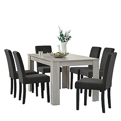 Table de salle à manger + 6 chaises Kramfors chêne gris foncé [en.casa]