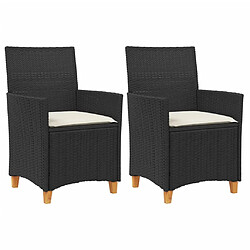 Maison Chic Lot de 2 Chaises de jardin coussins | chaises Relax noir résine tressée et bois -GKD49354