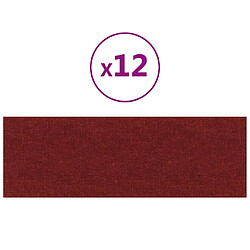 vidaXL Panneaux muraux 12 pcs Rouge bordeaux 90x30 cm Tissu 3,24 m²