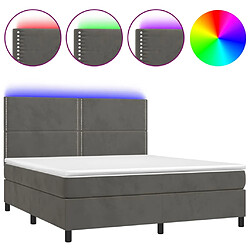 vidaXL Sommier à lattes de lit matelas et LED Gris foncé 160x200 cm