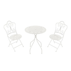 AXI Marilou Table et Chaise Bistrot, 2 Chaises 1 Table, Ensemble Bistro Extérieur BLANC, Style Romantique - Salon de Jardin Bistrot, Table Bistrot Mosaique pour Jardin/Balcon/Terrasse