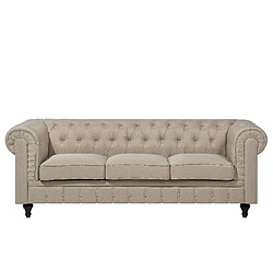 Beliani Canapé 3 places en tissu beige CHESTERFIELD BIG