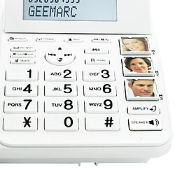 Geemarc Téléphone Senior avec Touches mémoire Photo Combiné Additionnel Blanc pas cher