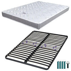 Ebac Matelas mousse + Sommier métal C223 140x190 Morgan - Hauteur 17 cm - Soutien ferme 