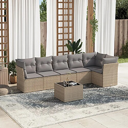 vidaXL Salon de jardin avec coussins 7 pcs beige résine tressée