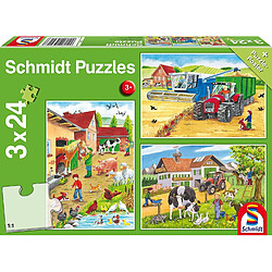 Schmidt Spiele - 56216 - À La Ferme, 3x24 Pcs 