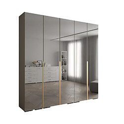 Abiks Meble Inova 1 Armoire avec miroir et portes battantes 236,7/250/47 5 Portes (gris/d’oro)