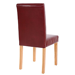 Mendler Lot de 2 chaises de séjour Littau ~ simili-cuir, brun rouge, pieds clairs pas cher