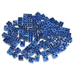 Avis 100pcs 6-sided dés spot dice 14mm pour les jeux de société, jeux de fête dés blue