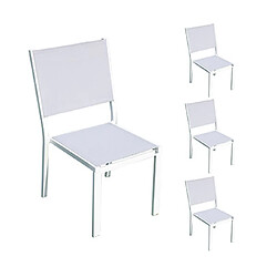 Mes Lot de 4 chaises en aluminium et textilène coloris blanc