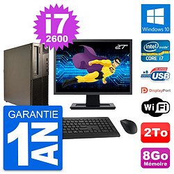 PC Lenovo M82 SFF Ecran 27" Intel i7-2600 RAM 8Go Disque Dur 2To Windows 10 Wifi - Occasion