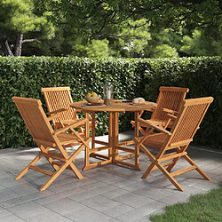 Maison Chic Ensemble à dîner d'extérieur pliable 5 pcs,Mobilier de salle à manger d'extérieur,Meuble à dîner Bois solide de teck -GKD643102