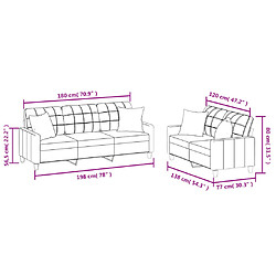 Acheter vidaXL Ensemble de canapés 2 pcs avec coussins cappuccino similicuir