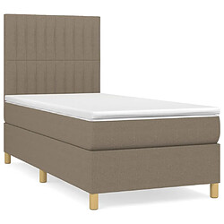 vidaXL Sommier à lattes de lit avec matelas Taupe 100x200 cm Tissu