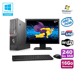 Lot PC Fujitsu E720 E85+ G3220 3GHz 16Go 240Go Graveur WIFI W7 + Ecran 17" - Occasion