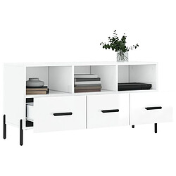 Acheter Maison Chic Meuble TV scandinave - Banc TV pour salon Blanc brillant 102x36x50 cm Bois d'ingénierie -MN96483