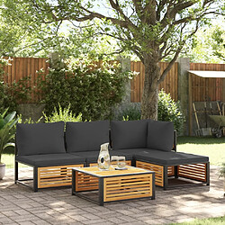 vidaXL Salon de jardin avec coussins 5 pcs Bois d'acacia solide