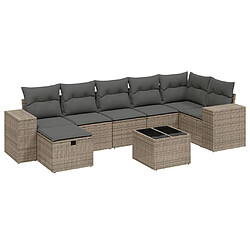 vidaXL Salon de jardin 8 pcs avec coussins gris résine tressée