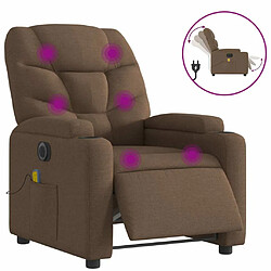 Maison Chic Fauteuil Relax pour salon, Fauteuil inclinable de massage électrique marron tissu -GKD21204