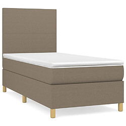 Maison Chic Lit adulte- Lit + matelas,Sommier à lattes de lit avec matelas Taupe 100x200 cm Tissu -GKD46011