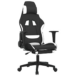 Maison Chic Chaise de jeu, Chaise gaming avec repose-pied, Fauteuil gamer,Chaise de Bureau Noir et blanc Tissu -GKD89506