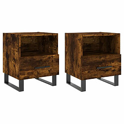 Maison Chic Lot de 2 Tables de chevet - Tables de Nuit chêne fumé 40x35x47,5cm bois d’ingénierie