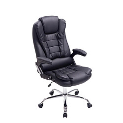 Decoshop26 Fauteuil de bureau sur roulettes confortablement rembourrés avec accoudoirs en PVC noir et métal chromé 10_0002655