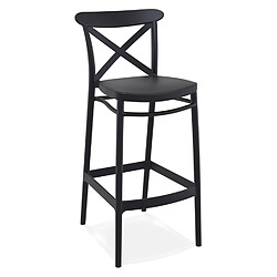 Alterego Tabouret de bar 'BERLIOZ' style rétro en matière plastique noire BERLIOZ