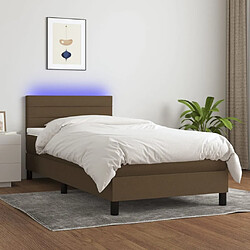 vidaXL Sommier à lattes de lit matelas et LED Marron foncé 100x200 cm 