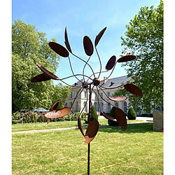 L'Héritier Du Temps Sublime Eolienne Cuillère sur Pic Mobile de Jardin en Acier Brut 25x80x230cm 