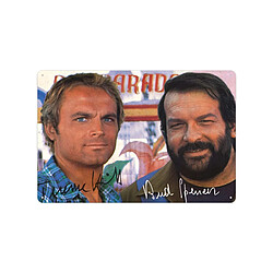 BLECHWAREN FABRIK BRAUNSCHWEIG Bud Spencer & Terence Hill - Panneau métal Autogramm 20 x 30 cm 