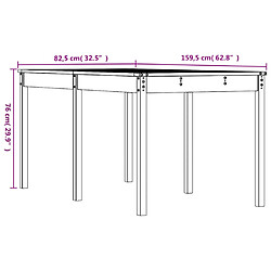 vidaXL Table de jardin marron miel 159,5x82,5x76 cm bois massif de pin pas cher