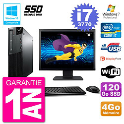 PC Lenovo M82 SFF Ecran 19" i7-3770 RAM 4Go SSD 120Go Graveur DVD Wifi W7 · Occasion 