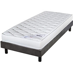 Ebac Matelas et sommier 90x190 Mousse - Marly - Soutien ferme - Sommier démonté - Béton