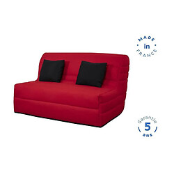 Avis DUNLOPILLO Banquette BZ - Tissu Rouge + 2 coussins noir - L 140 x P 99 x H 98 cm - Made in France - ALICE