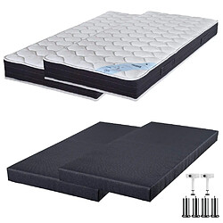 Ebac Matelas ressort + Sommier SR9 Deco 2x80x200 Rubis - H. 21 cm - Soutien très ferme