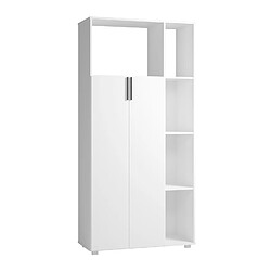 Pegane Armoire, placard de rangement avec 2 portes coloris blanc - longueur 90 x profondeur 38 x hauteur 186 cm