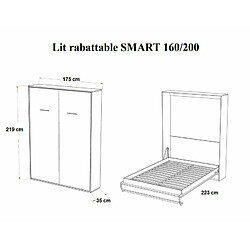 Acheter Inside 75 Armoire lit escamotable SMART-V2 chêne couchage 160*200 cm.